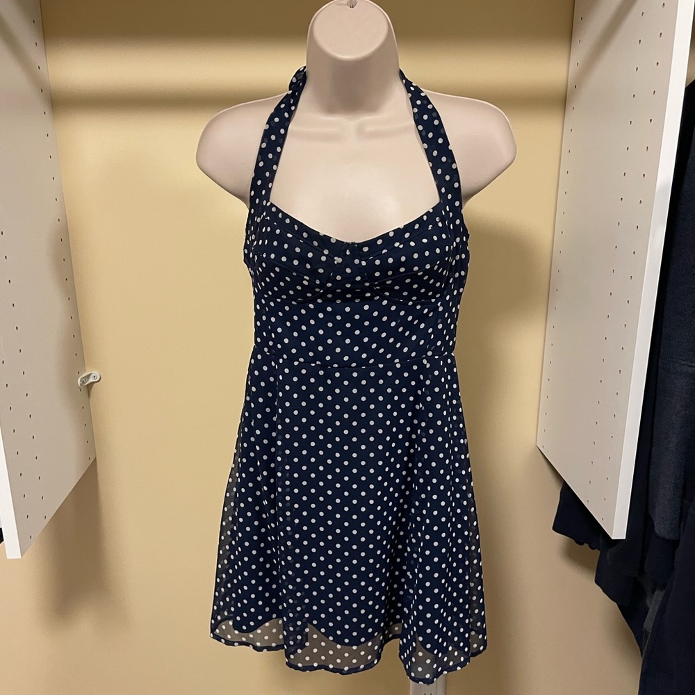 Forever 21 Navy and White Polka Dot Pinup Dress